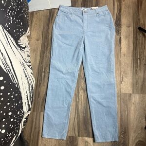 Croft Barrow Corduroy Pants Womens 10 Blue Straight Mid Rise Stretch NEW